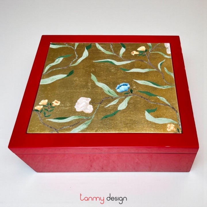 Rectangle lacquer box with flowers 29*35*H14 cm ( different colors )